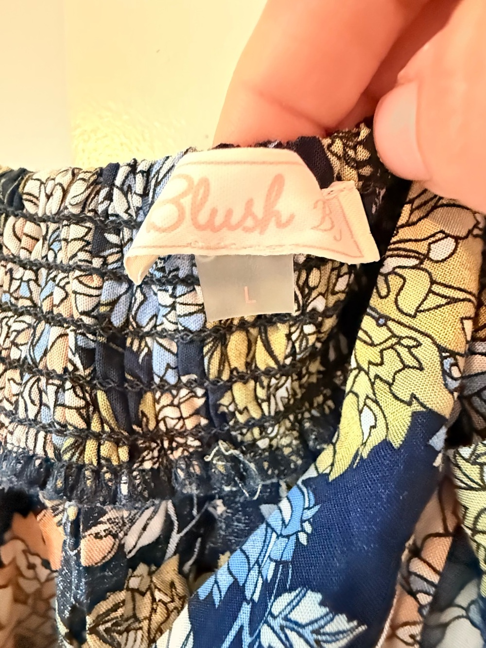 Blush Navy Floral Maxi Slip Dress with Blue & Green Accents - Picture 5 of 7